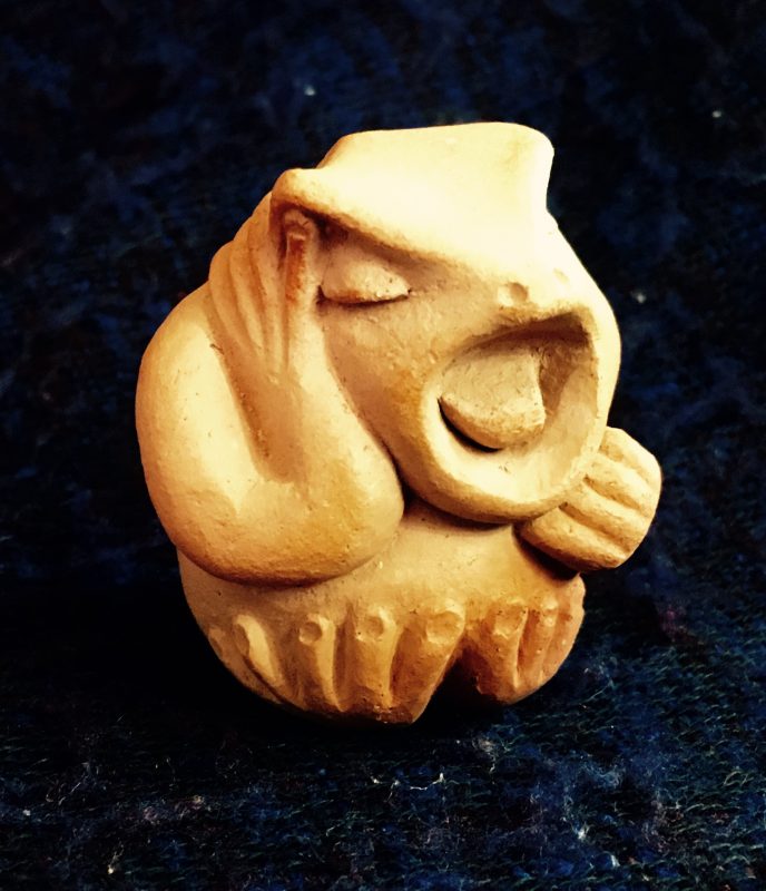 "Singing Frog" terracotta netsuke