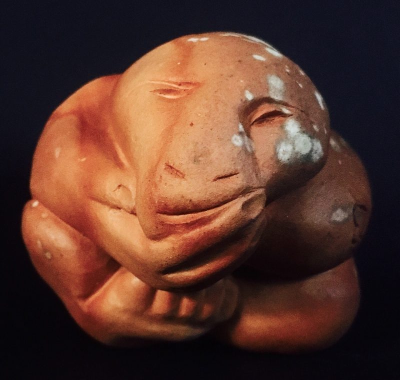 "Hmmm" terracotta netsuke
