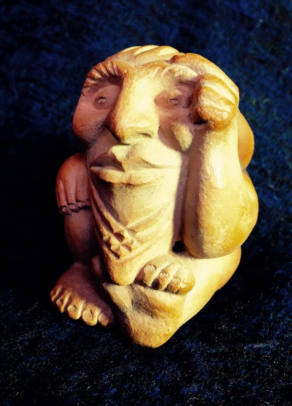 "Viking" terracotta netsuke