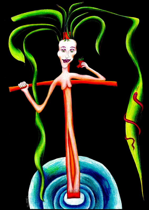 "Green Dreds on an Orange Cross"